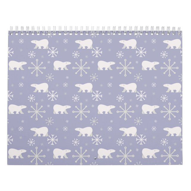Christmas pattern with polar bears and snowflakes calendar (Cover)