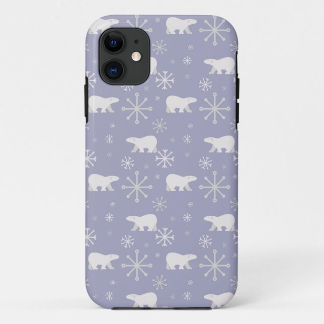 Christmas pattern with polar bears and snowflakes Case-Mate iPhone case (Back)