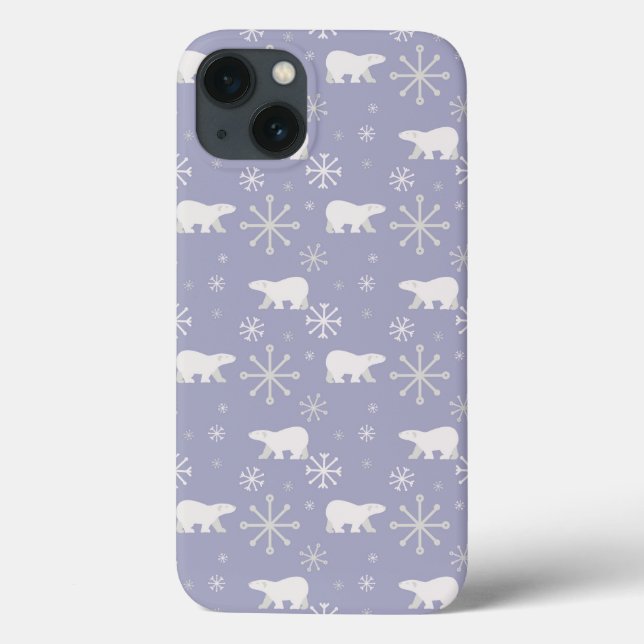 Christmas pattern with polar bears and snowflakes Case-Mate iPhone case (Back)