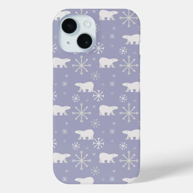 Christmas pattern with polar bears and snowflakes Case-Mate iPhone case (Back)