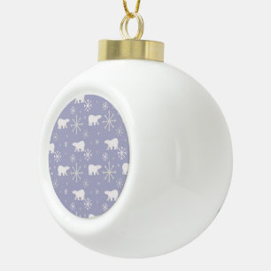 Christmas pattern with polar bears and snowflakes ceramic ball christmas ornament