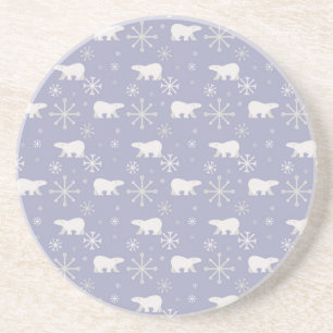 Christmas pattern with polar bears and snowflakes coaster