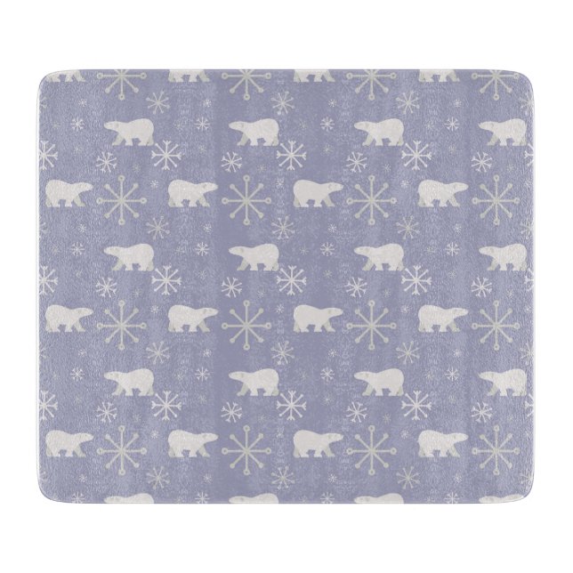 Christmas pattern with polar bears and snowflakes cutting board (Front)