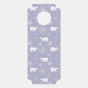 Christmas pattern with polar bears and snowflakes door hanger