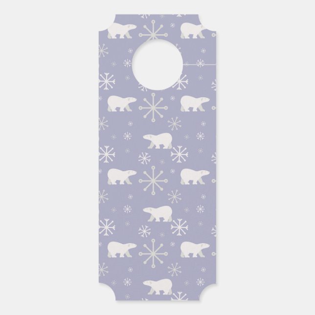 Christmas pattern with polar bears and snowflakes door hanger (Back)