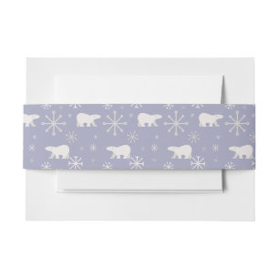 Christmas pattern with polar bears and snowflakes invitation belly band