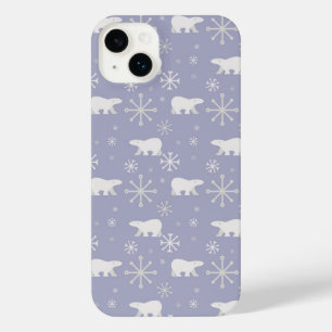 Christmas pattern with polar bears and snowflakes iPhone 14 plus case