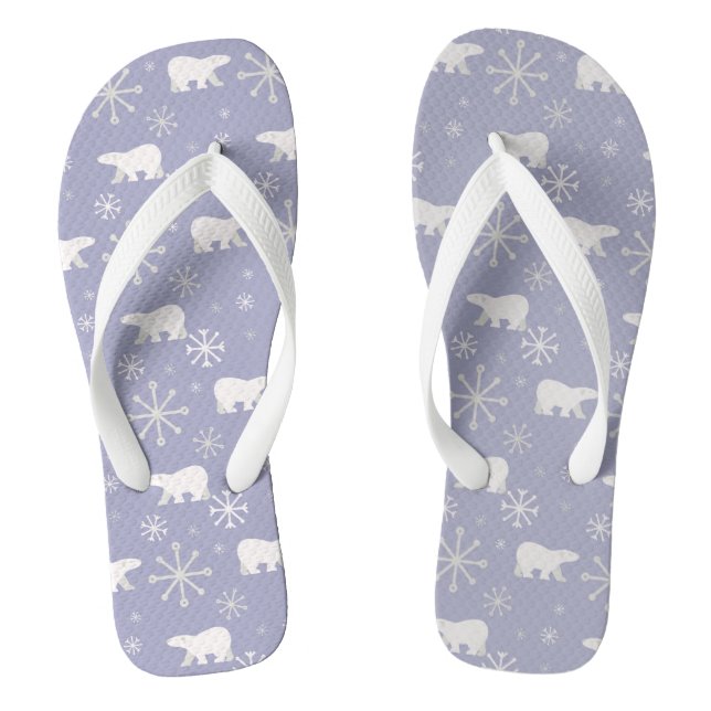 Christmas pattern with polar bears and snowflakes jandals (Footbed)