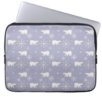Christmas pattern with polar bears and snowflakes