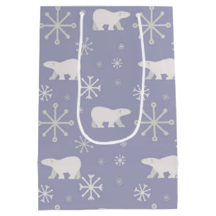 Christmas pattern with polar bears and snowflakes medium gift bag