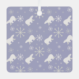 Christmas pattern with polar bears and snowflakes metal tree decoration