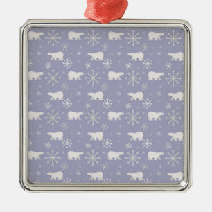 Christmas pattern with polar bears and snowflakes metal tree decoration
