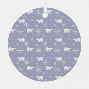 Christmas pattern with polar bears and snowflakes metal tree decoration
