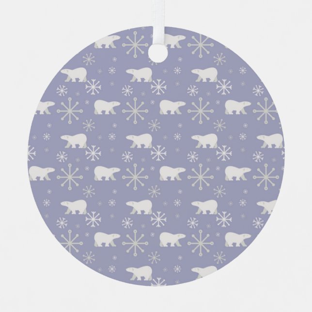 Christmas pattern with polar bears and snowflakes metal tree decoration (Front)