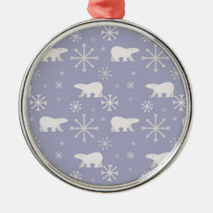 Christmas pattern with polar bears and snowflakes metal tree decoration