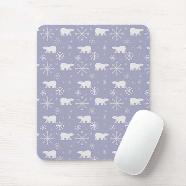 Christmas pattern with polar bears and snowflakes mouse pad (With Mouse)