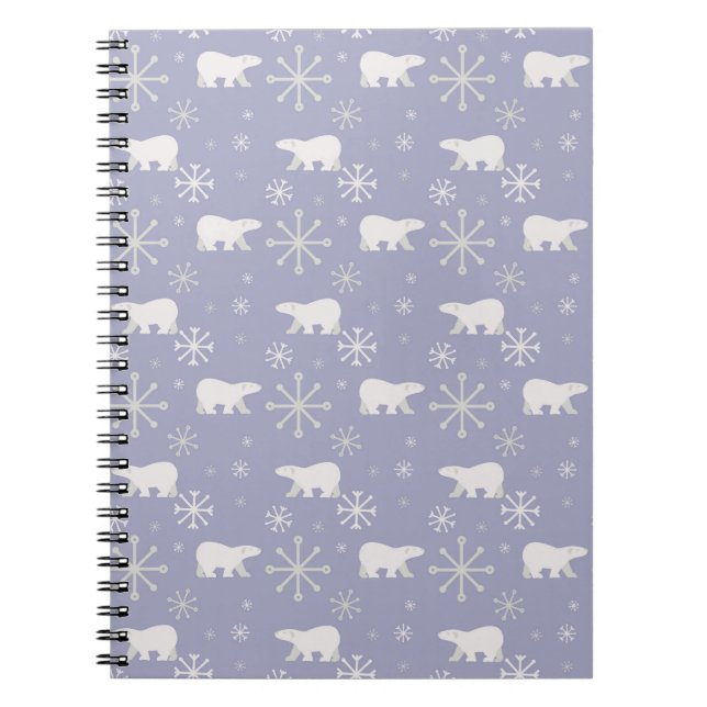 Christmas pattern with polar bears and snowflakes notebook (Front)