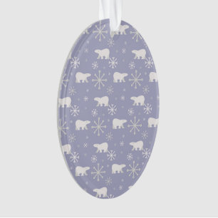 Christmas pattern with polar bears and snowflakes ornament