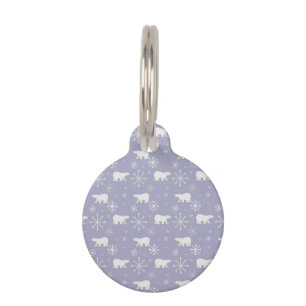 Christmas pattern with polar bears and snowflakes pet tag