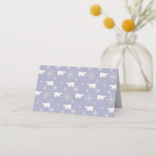 Christmas pattern with polar bears and snowflakes place card