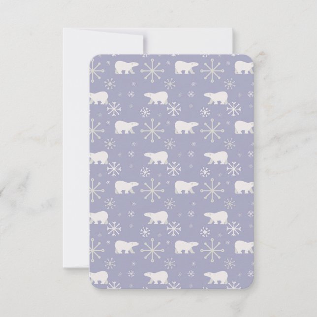 Christmas pattern with polar bears and snowflakes RSVP card (Front)