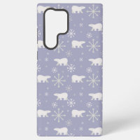 Christmas pattern with polar bears and snowflakes