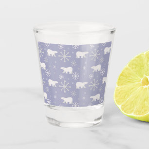 Christmas pattern with polar bears and snowflakes shot glass