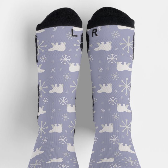 Christmas pattern with polar bears and snowflakes socks (Top)