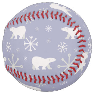 Christmas pattern with polar bears and snowflakes softball