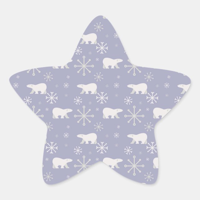 Christmas pattern with polar bears and snowflakes star sticker (Front)