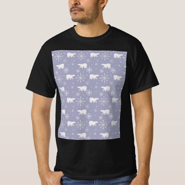 Christmas pattern with polar bears and snowflakes T-Shirt (Front)