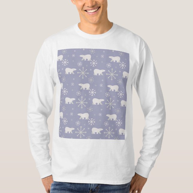 Christmas pattern with polar bears and snowflakes T-Shirt (Front)