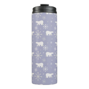 Christmas pattern with polar bears and snowflakes thermal tumbler