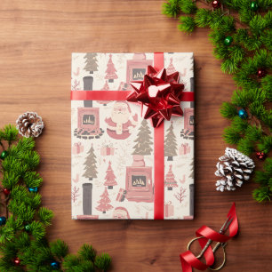 Christmas Pattern With Presents, Trees, And Santa Wrapping Paper
