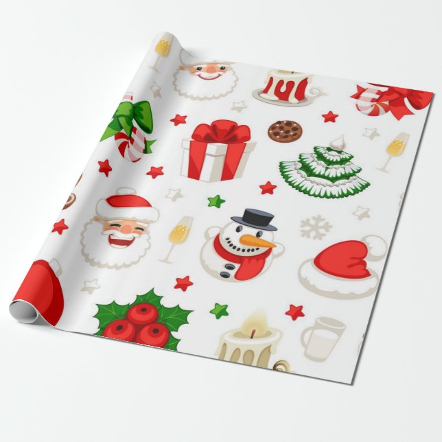 Christmas pattern wrapping paper (Unrolled)
