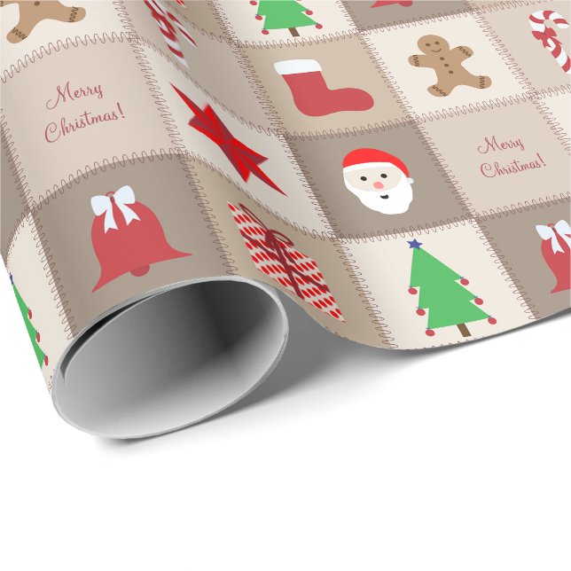 Christmas Pattern Wrapping Paper - Beige (Roll Corner)