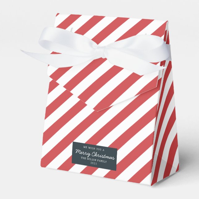 Christmas Pattern Xmas Gift Red Striped  Favour Box (Front Side)
