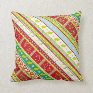 Christmas patterned red & green pillow