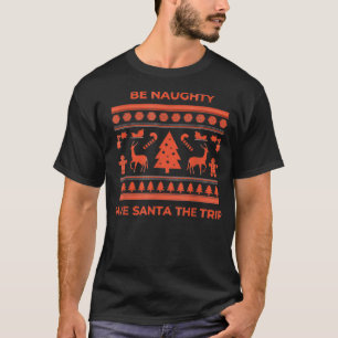 Christmas Patterned With Candy Canes, Tree, Reinde T-Shirt