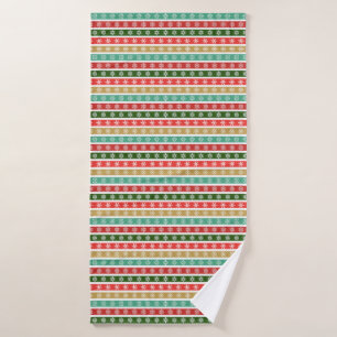 Christmas patterns and colours bath towel set