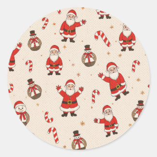 christmas patterns classic round sticker