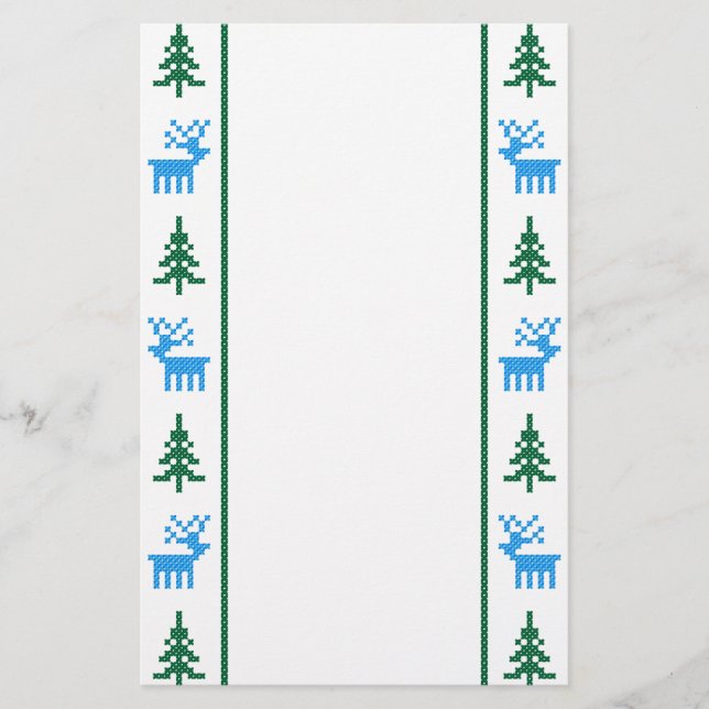 Christmas patterns deers&tree stationery (Front)