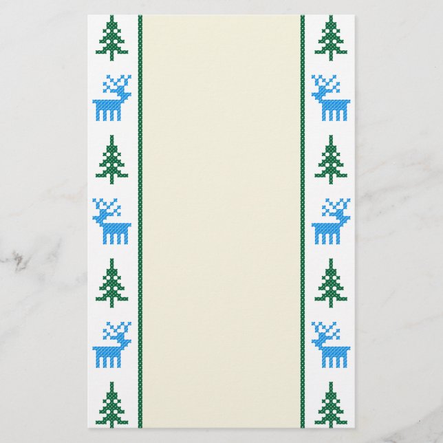 Christmas patterns deers&tree stationery (Front)