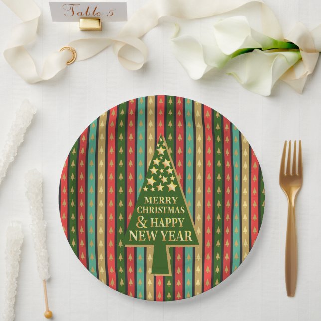 Christmas Patterns - Elegant and Chic tree design  Paper Plate (Wedding)