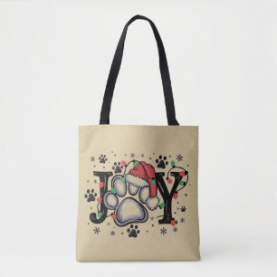 Christmas Paw Joy Gift Ideas Dog Mum Funny Tote Bag