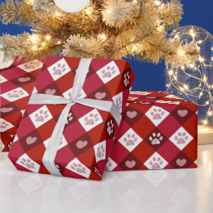 Christmas Paw Prints Wrapping Paper