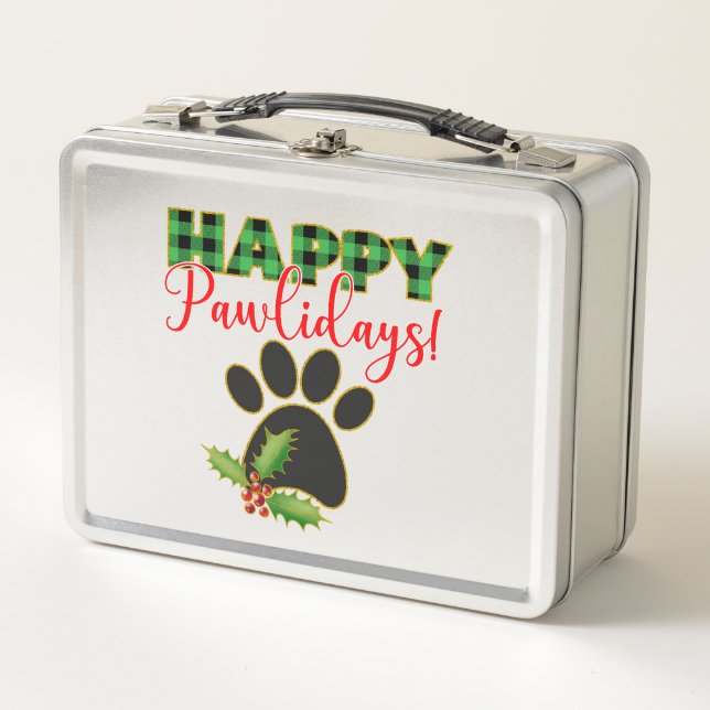 Christmas Pawliday | Happy Holiday for Dog Lover Metal Lunch Box (Front)