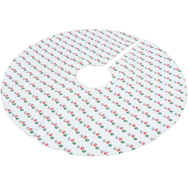 Christmas Paws Brushed Polyester Tree Skirt (Angled)