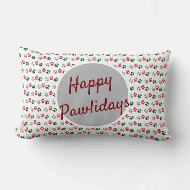 Christmas Paws Lumbar Cushion (Front)