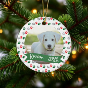 Christmas Paws Pet Photo Ceramic Tree Decoration